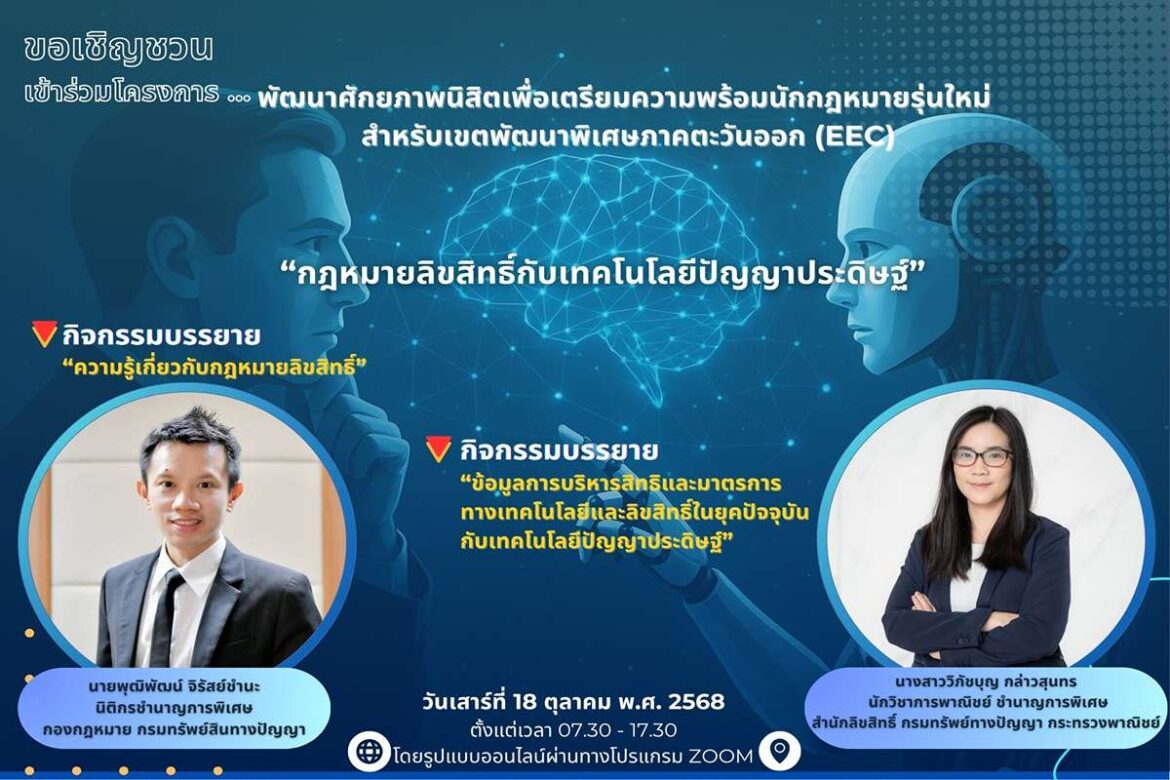 Student Potential Development Project to Prepare New-Generation Lawyers for the Eastern Economic Corridor (EEC) on the Topic of ‘Copyright Law and Artificial Intelligence Technology’